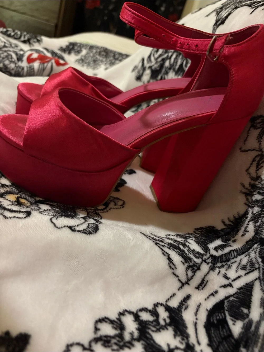 Pink Platform Ankle-Strap Heels